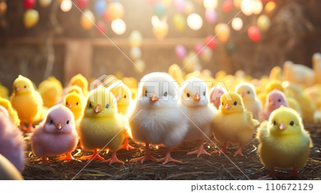 各種顏色的可愛小雞“AI生成圖像” 110672129