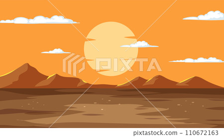 Desert Sunset Serenity Vector Illustration Desert Sunset Serenity Vector Illustration 110672163