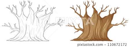 "Bare Tree Vector Illustration in Two Styles" 110672172