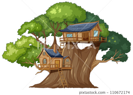 Enchanted Treehouse in a Lush Forest 110672174