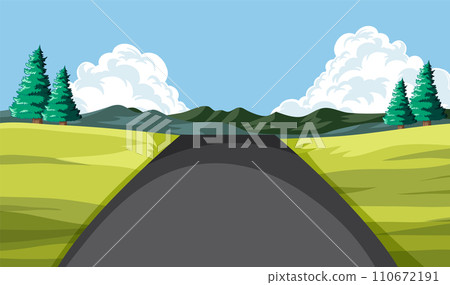 Scenic Countryside Road Vector Illustration Scenic Countryside Road Vector Illustration 110672191