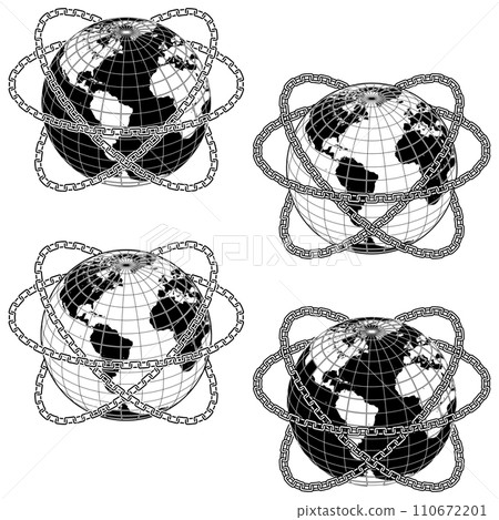 Planet earth surrounded by chains Planet earth surrounded by chains 110672201