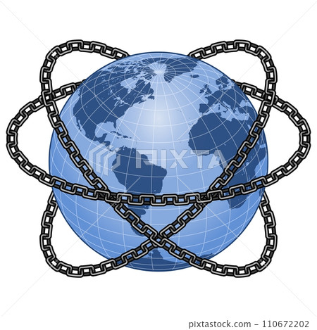 Planet earth surrounded by chains Planet earth surrounded by chains 110672202