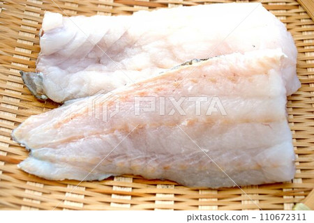 Cut raw cod fillet Cut raw cod fillet 110672311