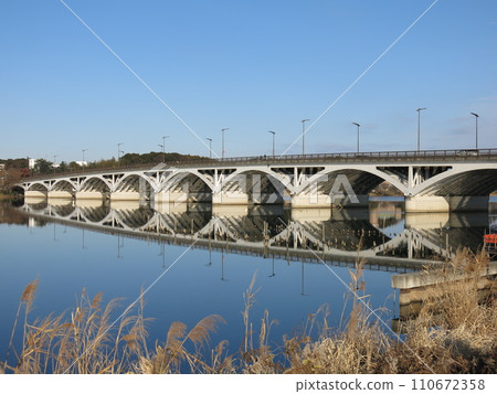 Teganuma and Tega Ohashi Bridge in winter Teganuma and Tega Ohashi Bridge in winter 110672358