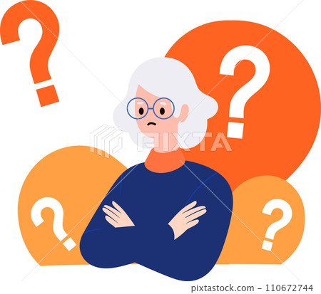 an old woman with suspicious expression in flat style isolated on background 110672744