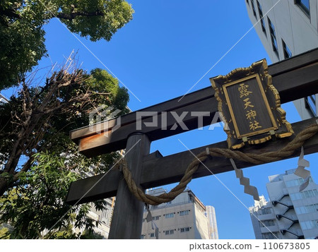 Torii of open-air shrine and blue sky 110673805