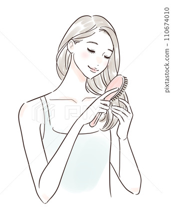 Woman brushing with a smile 110674010