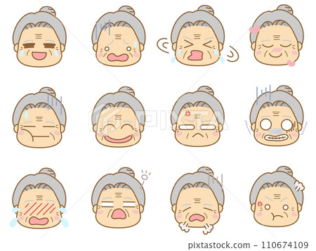 Emoticon icons with various expressions: Grandma 10 110674109