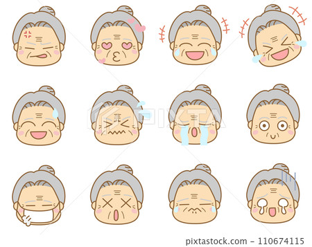 Emoticon icons with various expressions: Grandma 3 110674115