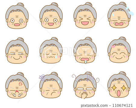 Emoticon icon with various expressions Grandma 5 Emoticon icon with various expressions Grandma 5 110674121