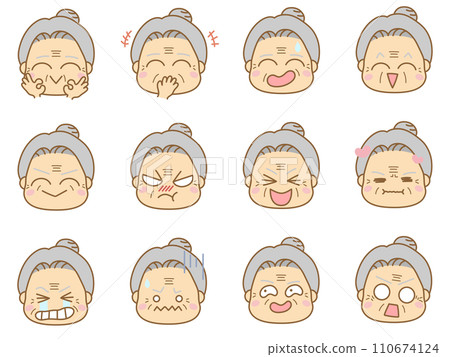 Emoticon icon with various expressions Grandma 6 Emoticon icon with various expressions Grandma 6 110674124