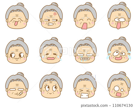 Emoticon icon with various expressions: Grandma 8 110674130