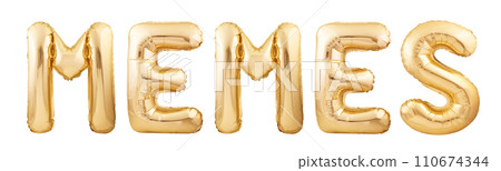 MEMES word made of inflatable balloons isolated on white background 110674344