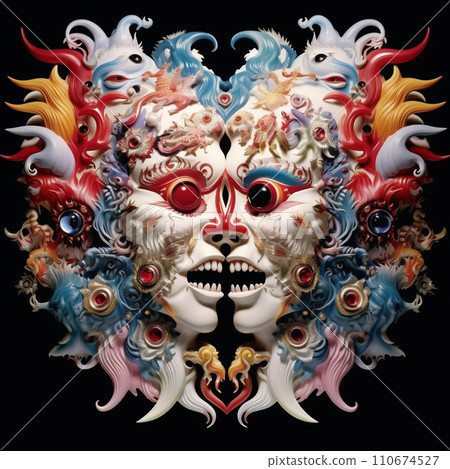 Angel and devil symmetrical illustration 110674527