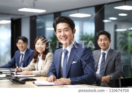 businessmen talking in a conference room businessmen talking in a conference room 110674708