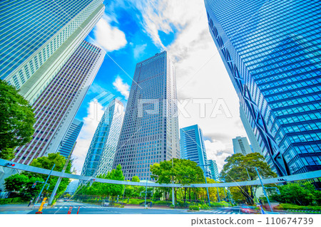 and green skyscraper area Sep.2023 110674739