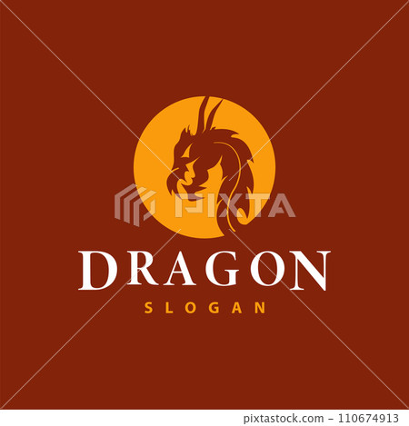 Dragon logo simple design animal legend dragon silhouette illustration template 110674913