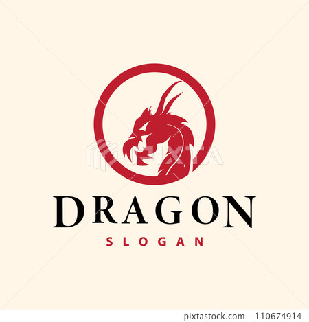 Dragon logo simple design animal legend dragon silhouette illustration template 110674914