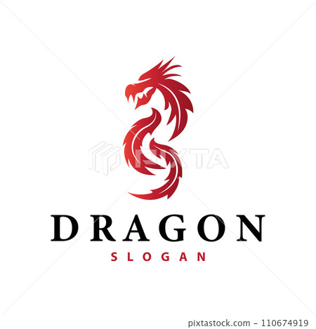 Dragon logo simple design animal legend dragon silhouette illustration template 110674919