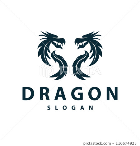 Dragon logo simple design animal legend dragon silhouette illustration template 110674923