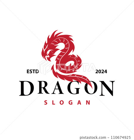 Dragon logo simple design animal legend dragon silhouette illustration template 110674925