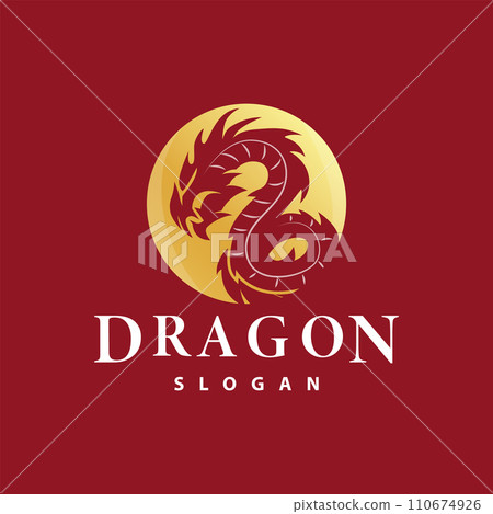 Dragon logo simple design animal legend dragon silhouette illustration template 110674926