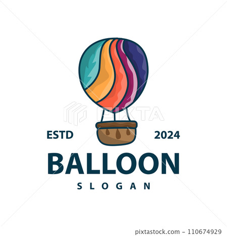 Hot air balloon logo premium creative design colorful air transport symbol template simple style 110674929