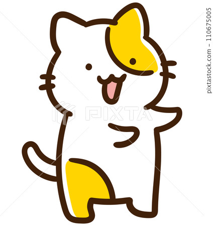 一個可愛的貓咪角色面向右側的變形插圖 110675005