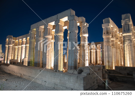 Beautifully illuminated night view of Luxor temple in Egypt 110675260