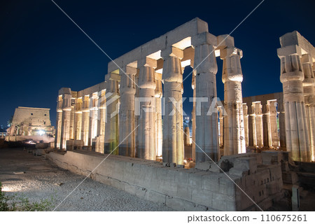 Beautifully illuminated night view of Luxor temple in Egypt 110675261