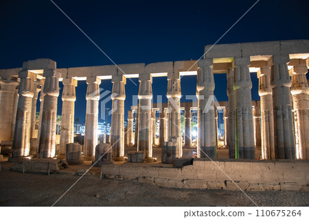 Beautifully illuminated night view of Luxor temple in Egypt 110675264
