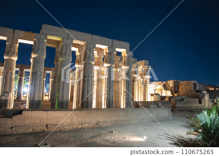 Beautifully illuminated night view of Luxor temple in Egypt 110675265