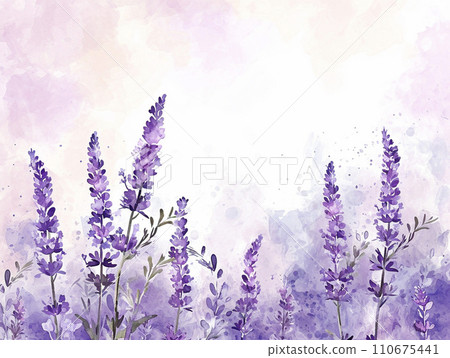 紫色薰衣草花田水彩AI影像 110675441