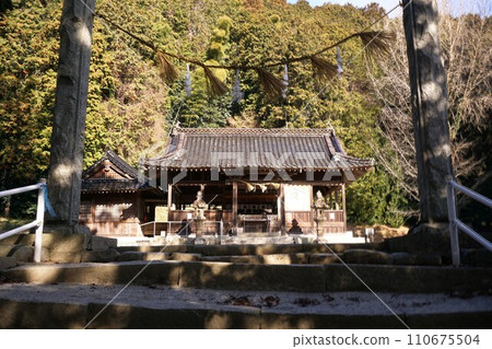 Takada Shrine, known for its fighting danjiri, located in Katsuyama, Maniwa City, Okayama Prefecture: Worship Hall Takada Shrine, known for its fighting danjiri, located in Katsuyama, Maniwa City, Okayama Prefecture: Worship Hall 110675504