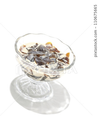 Coffee jelly photographed on a white background Coffee jelly photographed on a white background 110675665