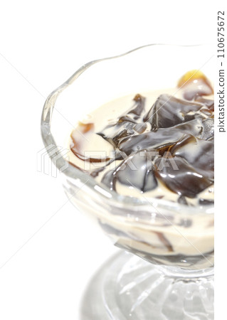 Coffee jelly photographed on a white background Coffee jelly photographed on a white background 110675672