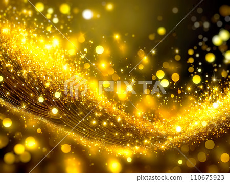 Wave of golden particles of light [AI generated image] 110675923