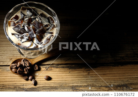 coffee jelly and coffee beans coffee jelly and coffee beans 110676172