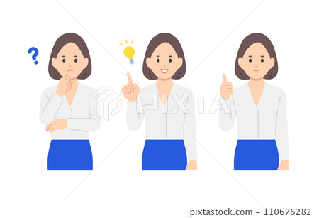 一組提出問題、啟發、善良的商務人士女性【人物矢量圖素材】 一組提出問題、啟發、善良的商務人士女性【人物矢量圖素材】 110676282