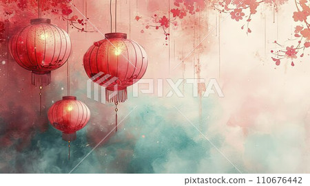 Festive Fusion: Chinese New Year Banners in a Harmony of Modern and Traditional Elements 110676442