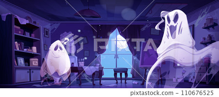 Abandoned destroyed art studio with ghosts. 110676525