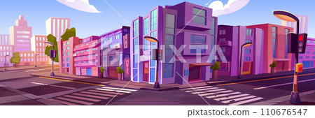 City street corner on summer day 110676547