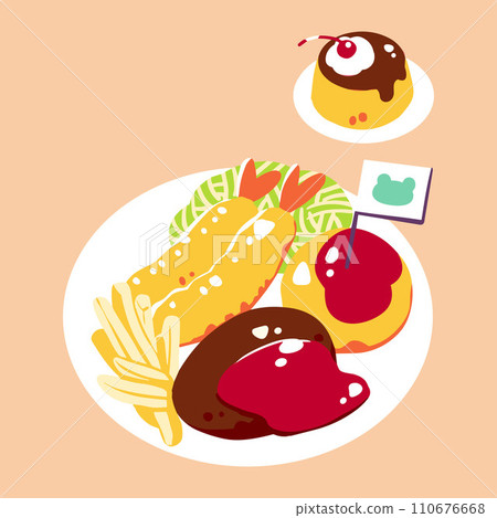 Illustration of children's lunch without main line 110676668