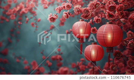 Simple Festivity: Chinese New Year Banner in Minimalist Style, Combining Tradition and Modern Design Simple Festivity: Chinese New Year Banner in Minimalist Style, Combining Tradition and Modern Design 110676745