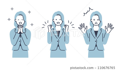 穿著西裝的女人向量圖素材 110676765