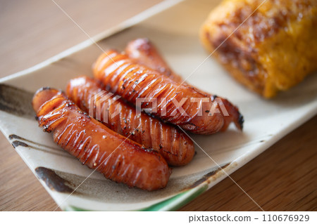 sausage with cuts 110676929