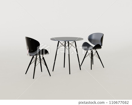 [3DCG] Almen living dining chair and table with horizontal background 110677082