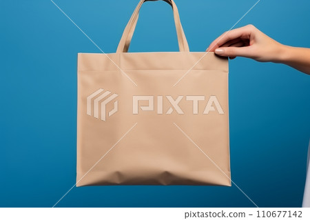 Generative AI A shopping bag on a blue background-插圖素材 [110677142 ...