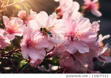 Generative AI A bee gathering nectar 110677153